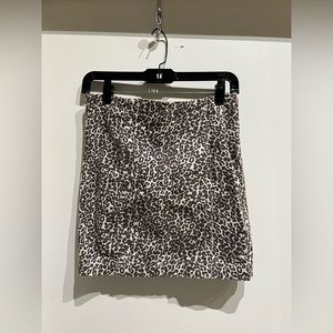Free People 4 Leopard Print Stretchy Denim Mini Skirt